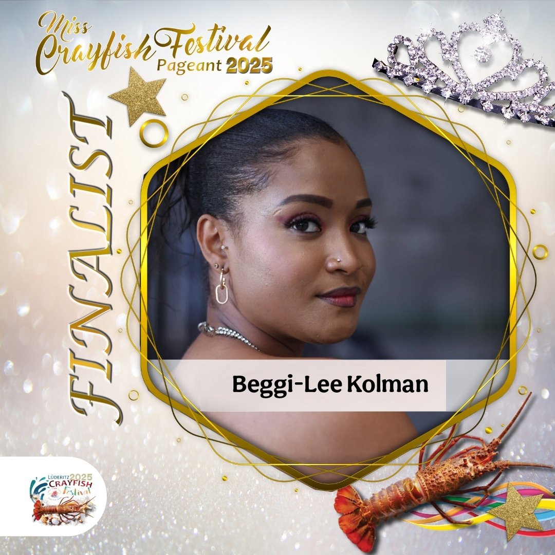 LuderitzCF2023's tweet photo. Introducing 𝗕𝗲𝗴𝗴𝗶-𝗟𝗲𝗲 𝗞𝗼𝗹𝗺𝗮𝗻👑

We are proud to present 𝗕𝗲𝗴𝗴𝗶-𝗟𝗲𝗲 𝗞𝗼𝗹𝗺𝗮𝗻, one of the outstanding finalists for the Miss Lüderitz Crayfish Festival 2025. With her poised presence, intelligence, and commitment to community values. https://t.co/Q46Eldlg3y