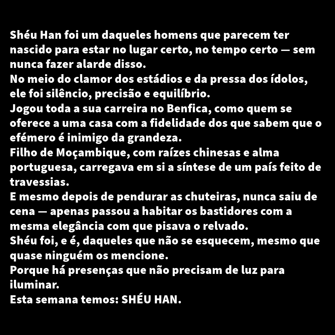 contaralapis's tweet photo. SHÉU HAN, EXEMPLO INSPIRADOR
Gentleman, senhor, cavalheiro.
O desenhado desta semana passeia elegância.
Fê-lo dentro, e continua a fazê-lo fora das quatro linhas.
Esta semana, o enorme Shéu Han.
Até ao próximo desenho!
#desenhoalápis #desenho #desporto #futebol #football #benfica https://t.co/IvnS6Eqj1Z