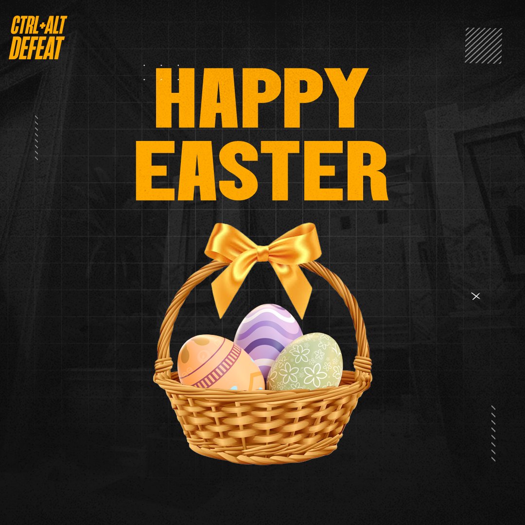 cadeventsuk's tweet photo. Happy Easter from Team #CTRLALTDEFEAT 💛
We wish you calm and happy time spent with your family! https://t.co/yLykCxBZ1g