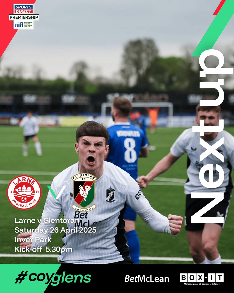 Glentoran's tweet photo. π‘ππ«π§ π¨π£π΄π’β«
It all comes down to this. The last league fixture of the season. Tickets are on sale now.
π Larne
π 26 April 2025
β° 17.30
π #SportsDirectPremiership
ποΈ https://t.co/expYsSRE7e
ποΈ Inver Park
#COYGlens https://t.co/tDlm5wOme9