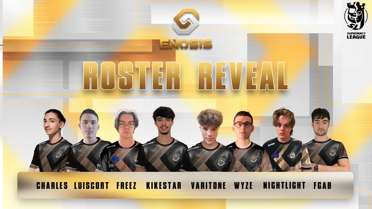 Enosis eSports (@enosiscr) on Twitter photo โซ๏ธROSTER REVEALโซ๏ธ
It's time to unveil our roster that will be representing us in the <a href="/CR_Supremacy/">Supremacy League</a> Lightning edition!
๐ฎ๐น <a href="/Charless_cr/">Charles</a>
๐ณ๐ฎ <a href="/Luiscort_21/">๐
๐๐๐๐๐</a>
๐ง๐พ <a href="/FreeZtyle_cr/">Freezโจ๋ค๋ผ์ ๋น</a>
๐ช๐ธ <a href="/kikestar_CR/">kikestar</a>
๐จ๐ฆ @varitoneCR
๐ฎ๐น <a href="/Wyzeeeee/">Wyze</a>
๐ณ๐ด <a href="/Night_Light_Dot/">Night Light</a>
๐ฉ๐ฐ <a href="/cr_fgab/">fgabCR</a>
#OCOE โซ๏ธROSTER REVEALโซ๏ธ
It's time to unveil our roster that will be representing us in the <a href="/CR_Supremacy/">Supremacy League</a> Lightning edition!
๐ฎ๐น <a href="/Charless_cr/">Charles</a>
๐ณ๐ฎ <a href="/Luiscort_21/">๐
๐๐๐๐๐</a>
๐ง๐พ <a href="/FreeZtyle_cr/">Freezโจ๋ค๋ผ์ ๋น</a>
๐ช๐ธ <a href="/kikestar_CR/">kikestar</a>
๐จ๐ฆ @varitoneCR
๐ฎ๐น <a href="/Wyzeeeee/">Wyze</a>
๐ณ๐ด <a href="/Night_Light_Dot/">Night Light</a>
๐ฉ๐ฐ <a href="/cr_fgab/">fgabCR</a>
#OCOE