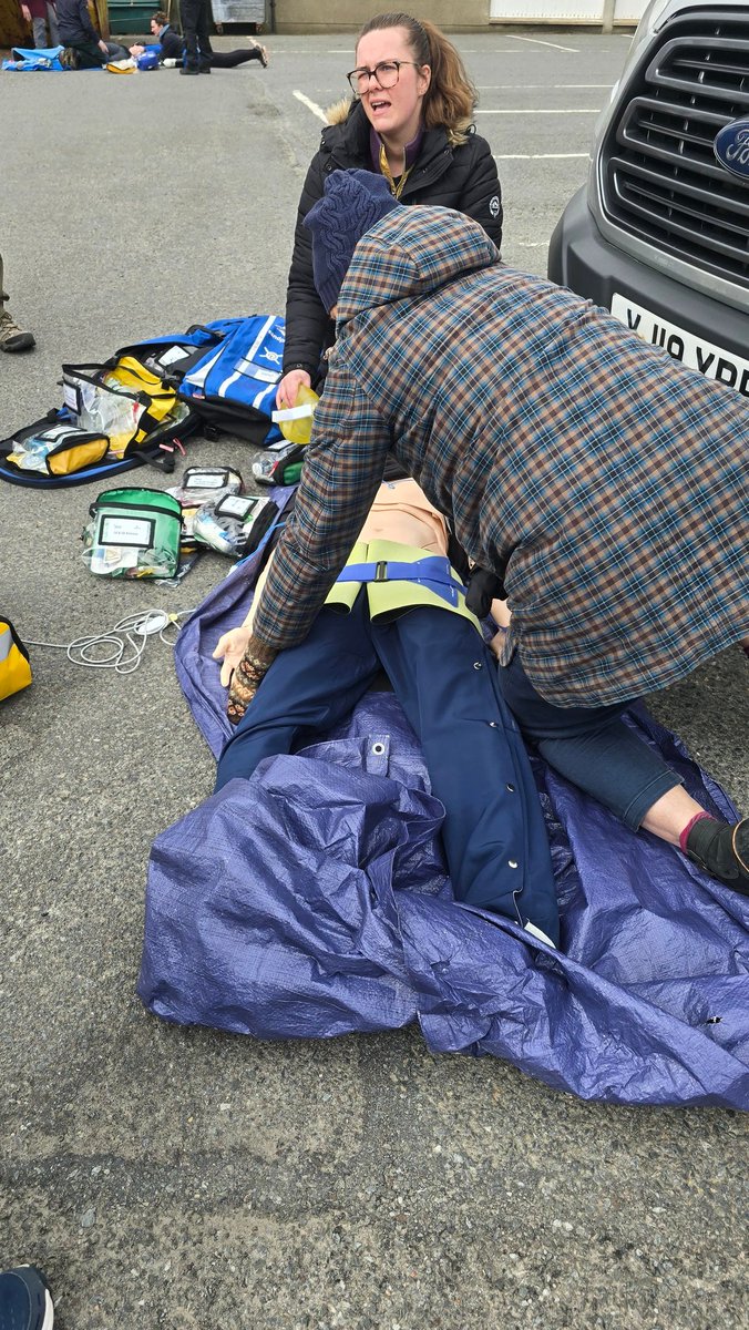 Volteral's tweet image. It's all gone #Trauma #TCA on the @NHS_Shetland @BASICSScotland #PHECC All candidates managing scenarios with the faculty