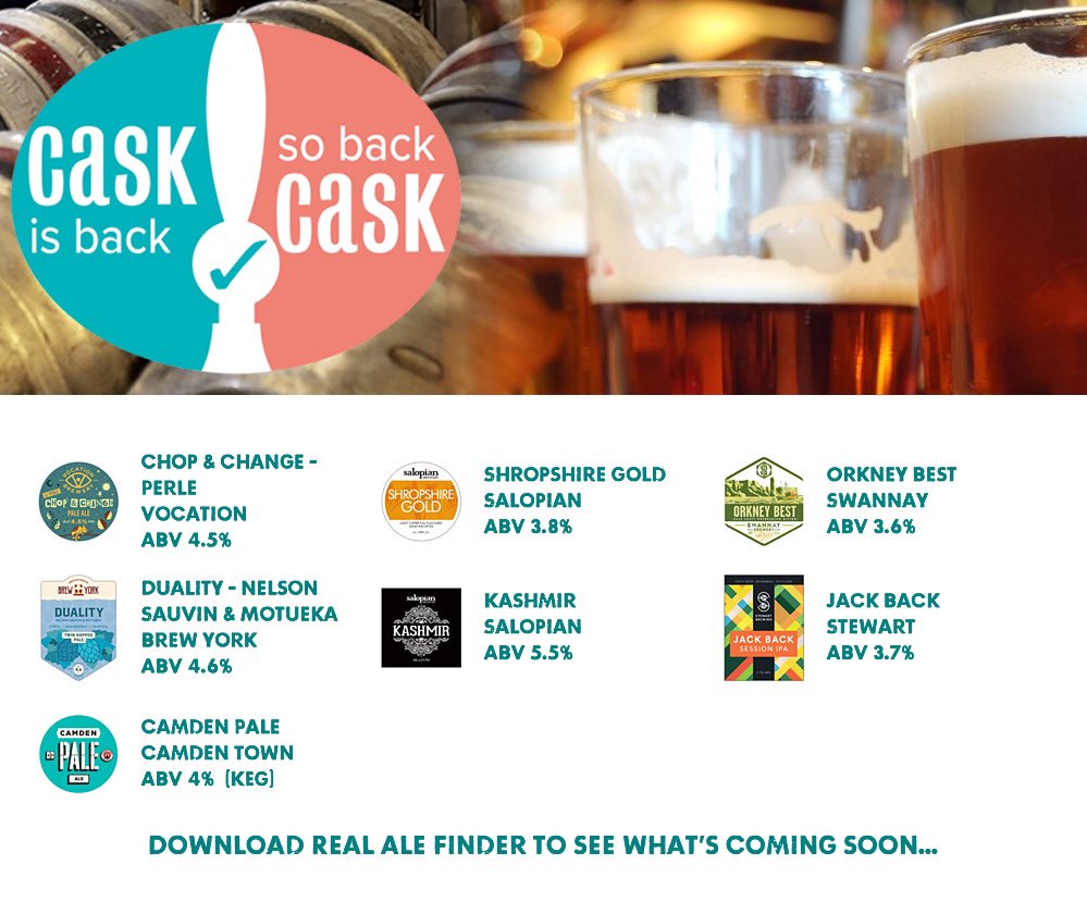 On the bar today!
Beer Board: bit.ly/37B0ERw
#CaskIsBack <a href="/vocationbrewery/">Vocation Brewery</a> <a href="/SalopianBrewery/">Salopian Brewery</a> <a href="/SwannayBrewery/">Swannay Brewery 🍻</a> <a href="/brewyorkbeer/">Brew York</a> <a href="/StewartBrewing/">StewartBrewing</a> <a href="/CamdenBrewery/">Camden Town Brewery</a> 
#RealAleFinder #realale #craftbeer #cheers