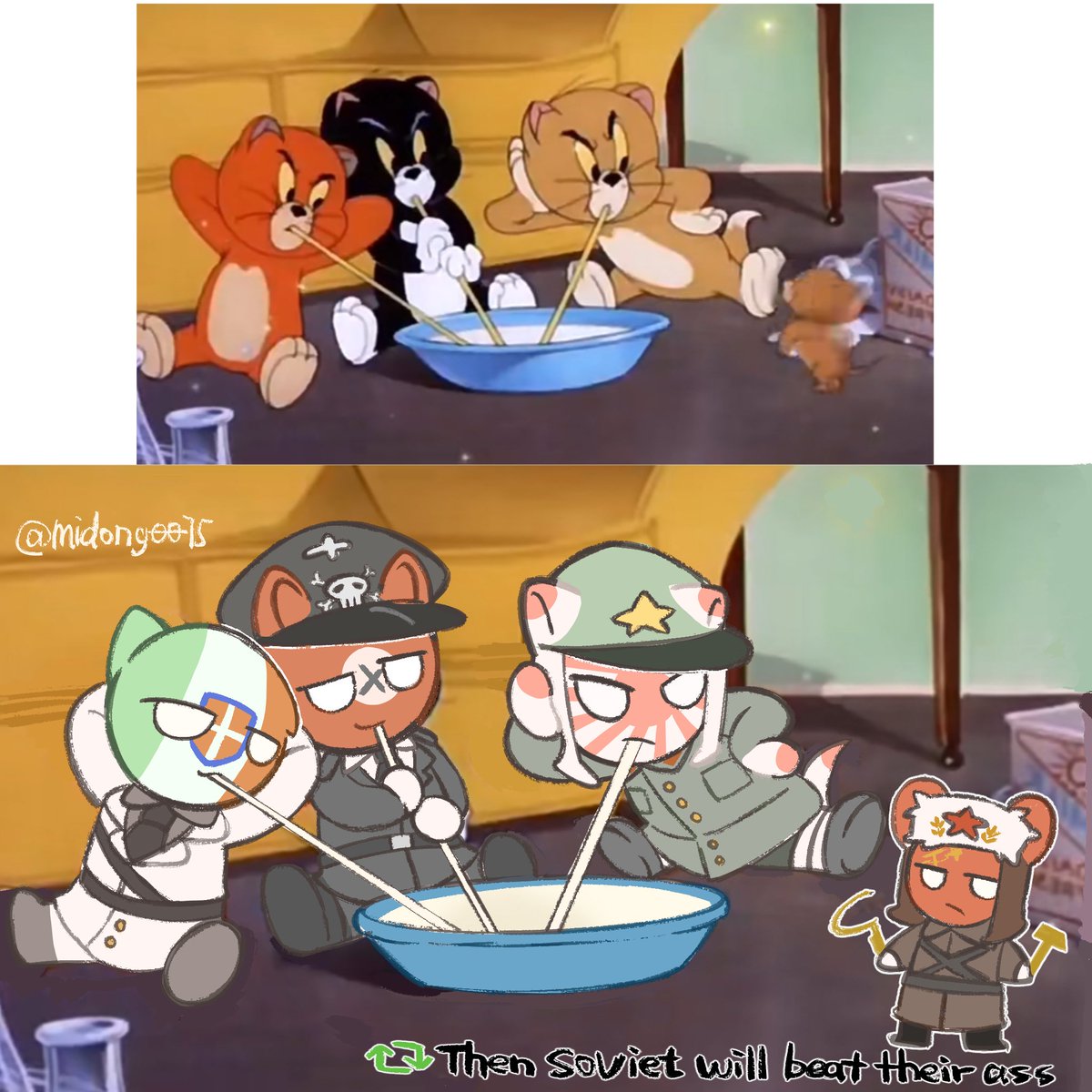 Favourite scene
#CountryHumans 
#countryhumansthirdreich 
#countryhumansUSSR