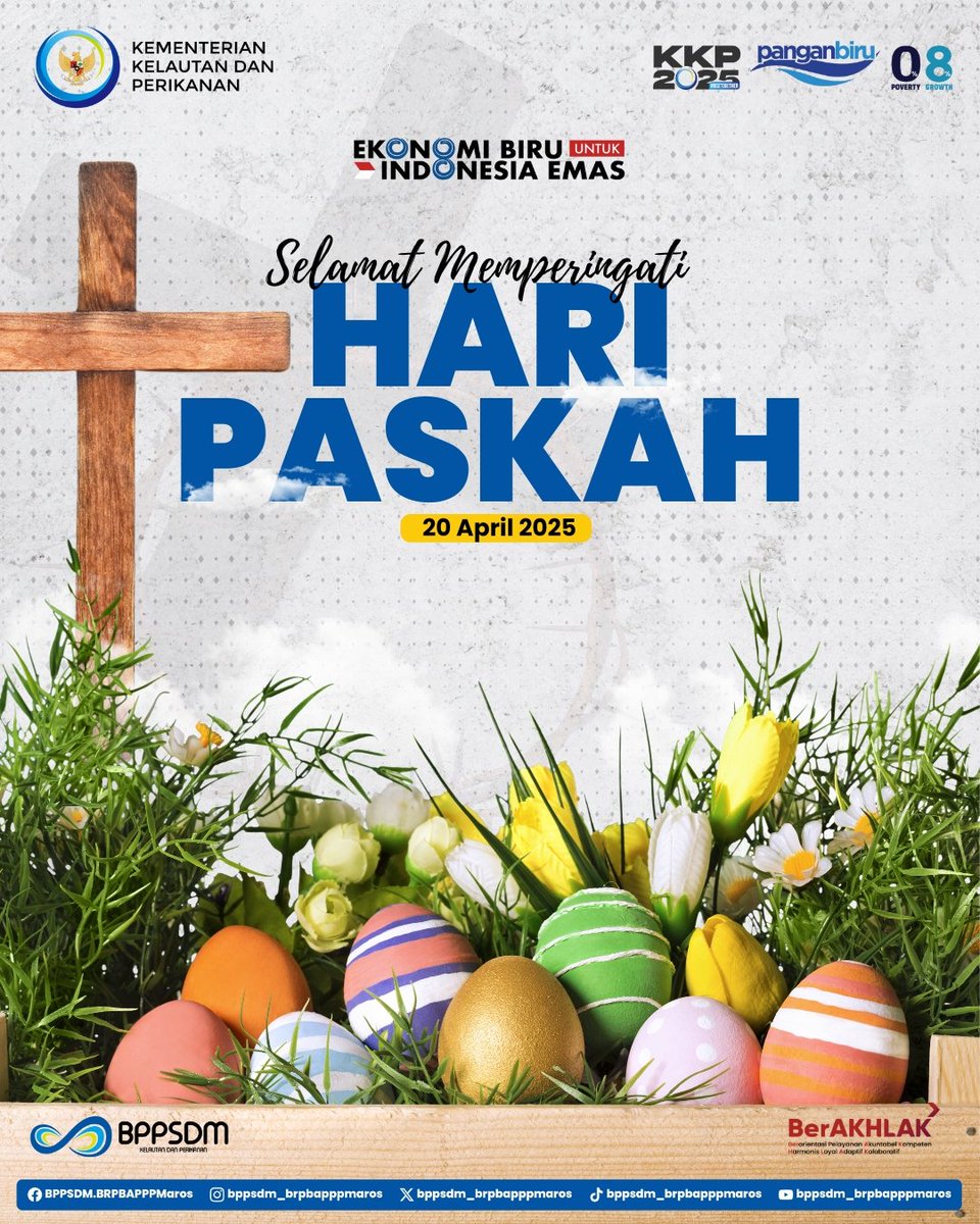bppsdm_brpbappp's tweet image. Selama memperingati Hari Paskah #SahabatBahari.

Semoga Hari Paskah membawa sukacita, harapan dan cinta kasih.

#PanganBiru
#2025KKPRiseTogether
#EkonomiBiruUntukIndonesiaEmas
#SaktiWahyuTrenggono 
#KKPGOID
#BRPBAPPP 
#SDMKP 
#páska
