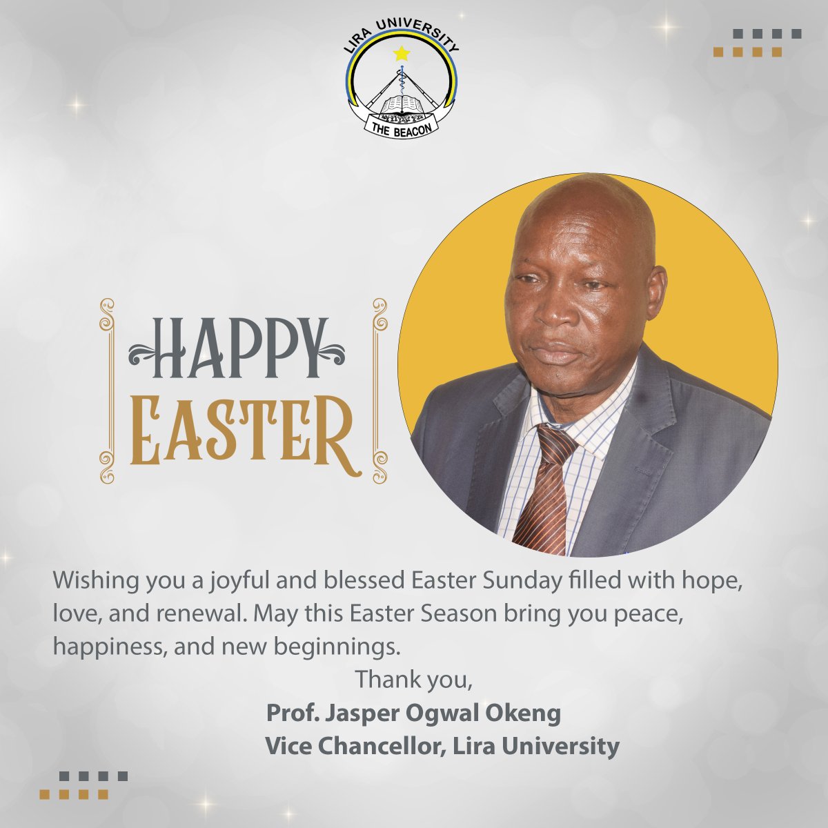 Easter Message from Lira University Vice Chancellor