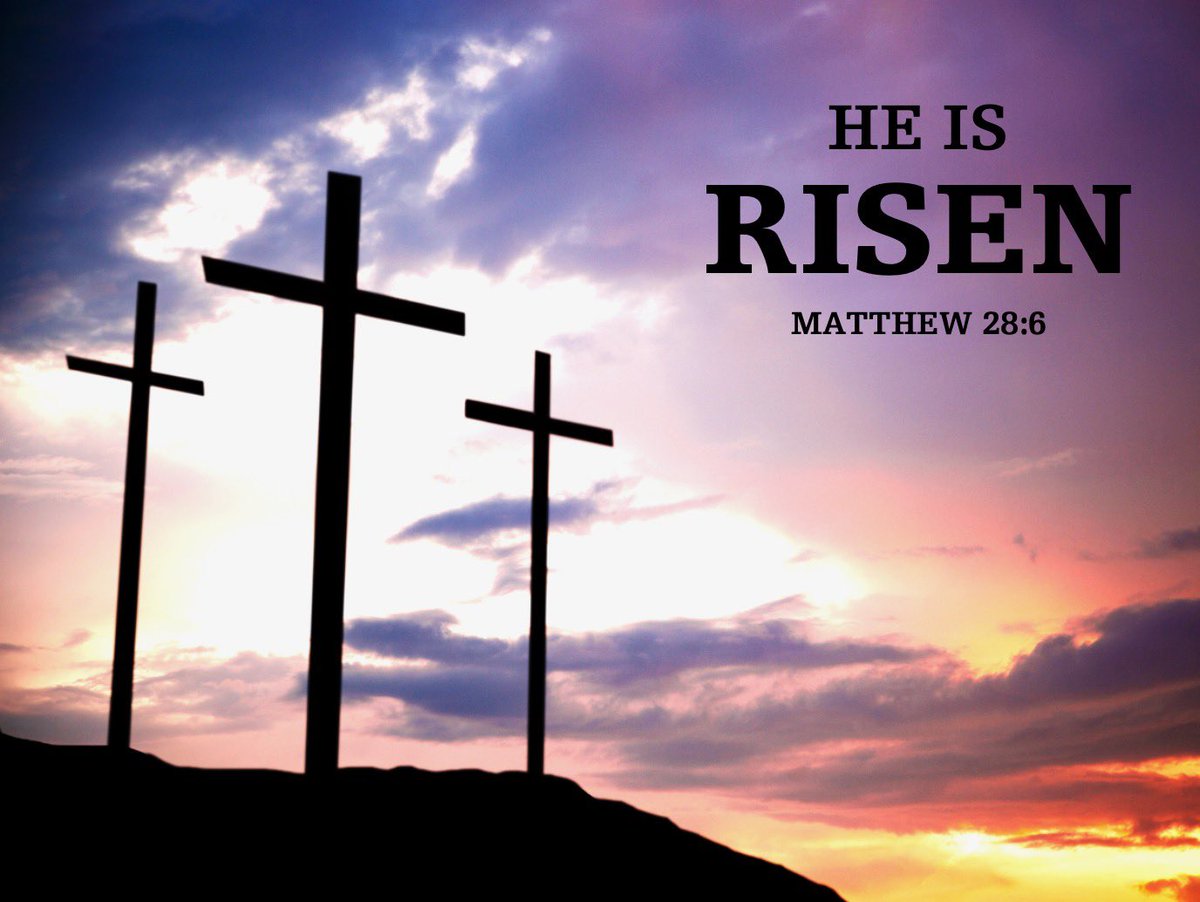 “He is not here, for he has risen, as he said. Come, see the place where he lay. Then go quickly and tell his disciples that he has risen from the dead..” 

Happy Easter!