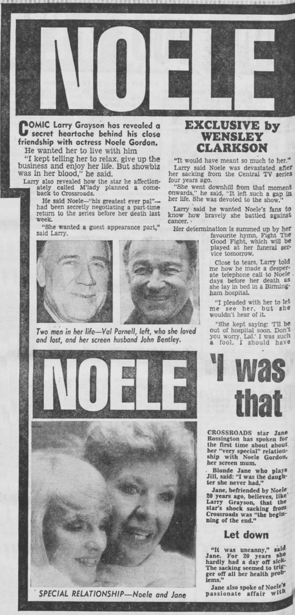TvDidYouSee's tweet image. #OnThisDay 21 April 1985
NOELE: "I Begged Her To Come and Live With Me," says star's pal #LarryGrayson -
Comic Larry Grayson has revealed a secret heartache behind his close friendship with actress #NoeleGordon . . .