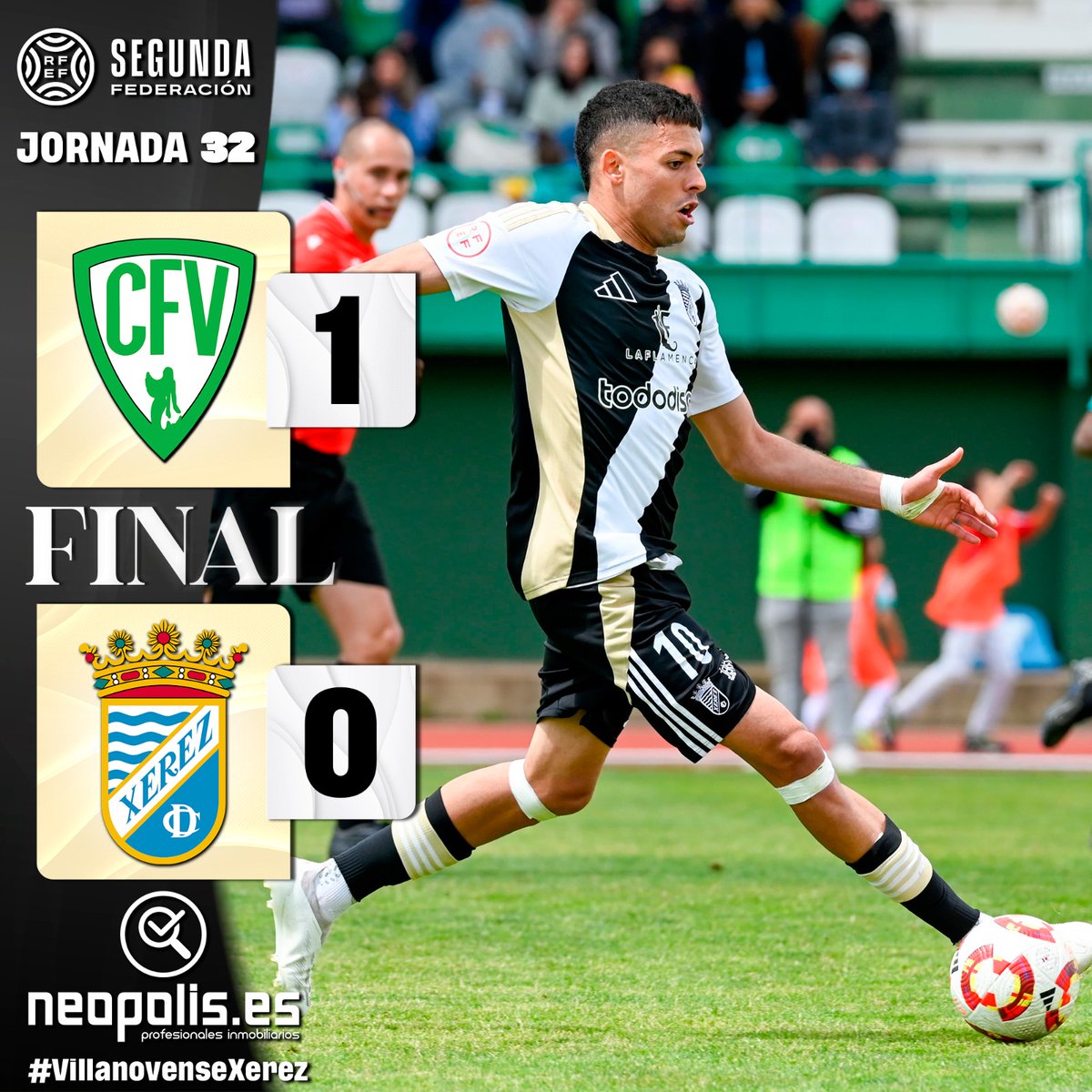 XerezCD_OFICIAL's tweet photo. ⏱️ 90' | Final. Se acabó el partido en Villanueva de la Serena. 

📻 https://t.co/808X1kxcEc

🟢 1️⃣-0️⃣ 🖤 #VillanovenseXerez https://t.co/rzTlqGAkur