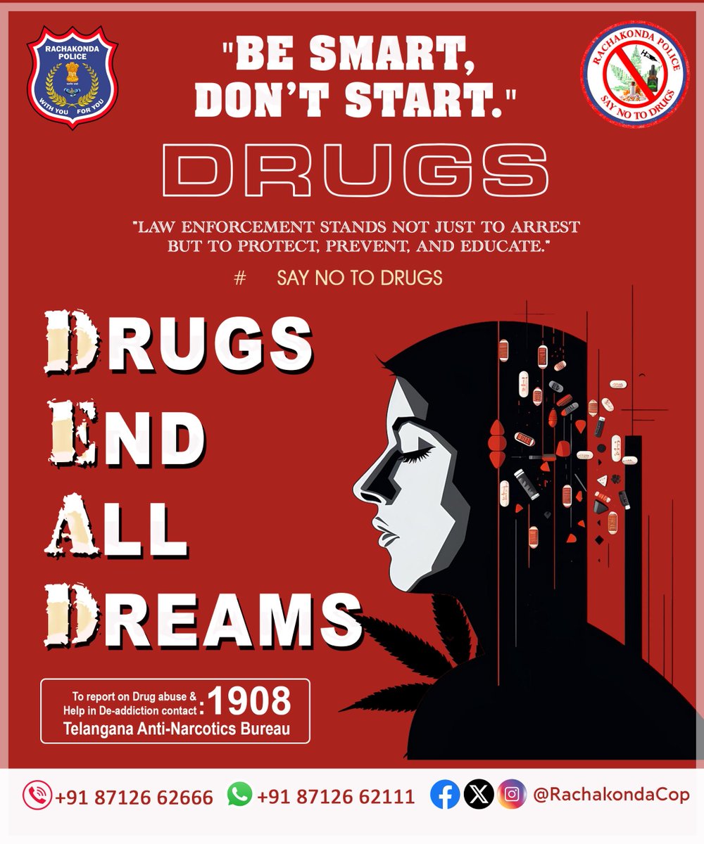 Saroornagar Police Station (@saroornagarps) on Twitter photo # Be Smart Dont Start.
Law Enforcement stands not jusr to arrest but to protect precent and Educate.
#Say No To Drugs.
<a href="/rachakondacop/">Rachakonda Police</a> # Be Smart Dont Start.
Law Enforcement stands not jusr to arrest but to protect precent and Educate.
#Say No To Drugs.
<a href="/rachakondacop/">Rachakonda Police</a>