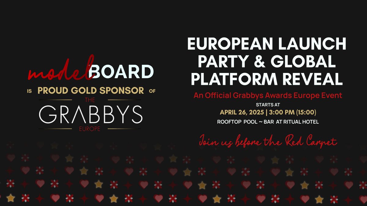GRABBYS Europe (@grabbysevents) on Twitter photo Immense honor for <a href="/ModelBoardPro/">ModelBoard</a> to be a Gold Partner at the prestigious #GrabbysEurope 2025! ✨
Join our European Launch Party & Global Platform Reveal, on April 26 before the red carpet.
Presenting our vision & commitment to the industry's growth! #ModelBoard #TechLaunch Immense honor for <a href="/ModelBoardPro/">ModelBoard</a> to be a Gold Partner at the prestigious #GrabbysEurope 2025! ✨
Join our European Launch Party & Global Platform Reveal, on April 26 before the red carpet.
Presenting our vision & commitment to the industry's growth! #ModelBoard #TechLaunch