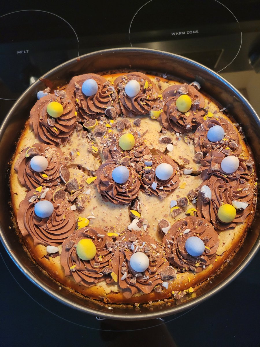 joycegullage's tweet photo. #MiniEgg #Cheesecake with chocolate whipped cream, all ready for #Easter dessert. When my sister in law cooks dinner for special occasions, I bake a cheesecake. Seems like a good deal! https://t.co/H82l8q1r1f
