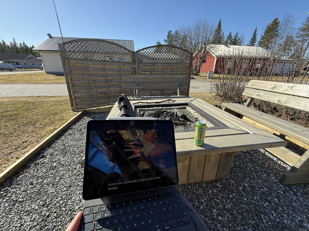 The sun is out, I’ve got a monster and my iPad by the fireplace in my <a href="/SyndicateOG/">Syndicate Original</a> windbreaker and 8 months of <a href="/Syndicate/">Tom</a> Life Of Tom to catch up with. 
I’m now two days before Alfie’s gets 9 months old, see you in a month or so 😂
