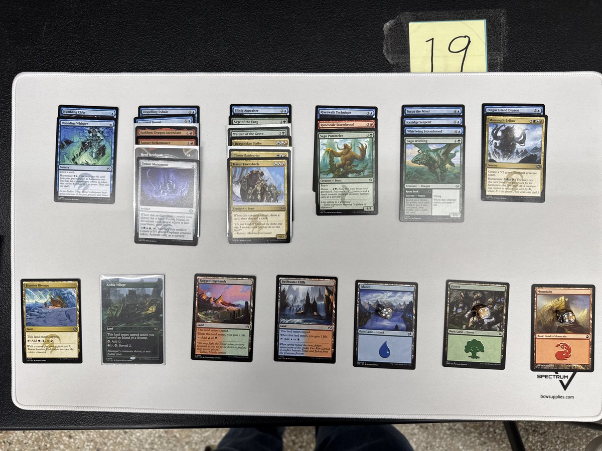 Declined_Penta's tweet photo. 2-1 Friday (bye R2) with Temur. This color combo still feels very strong, but the format as a whole is looking insanely top-heavy. Outright counterspelling or getting under the bombs of the format are looking to be more viable solutions if you don’t get one yourself. 

#MTG #TDM https://t.co/o4eqg5h99z