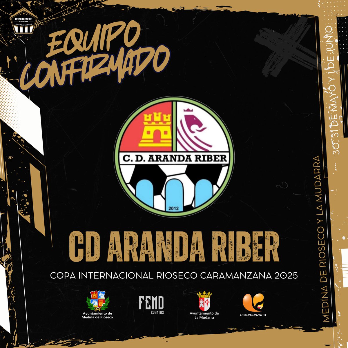 🏆⚽️ ¡Desde Aranda de Duero llega todo un equipazo! El <a href="/RiberCD/">CD Aranda Riber</a>, vigente campeón de la Copa CyL de la generación 2016, llega a Medina de Rioseco y La Mudarra con un auténtico equipazo.

#CopaRioseco #Torneo #MedinaDeRioseco #LaMudarra #Caramanzana #ArandaRiber #Burgos