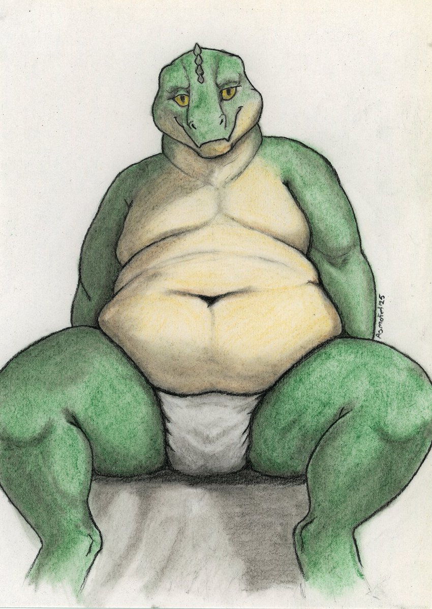 I guess this is roughly how I see my character.   Experiment with very cheap "pastel".
 Format A5, "pastel", charcoal.  

#FatFur #Furry #FurryArt #abdl #diaperfur #ABDLArt #FurryABDL #DiaperArt