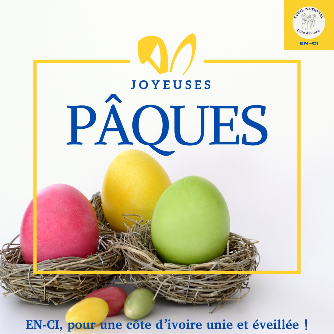 EveilNationa_CI's tweet photo. L'EVEIL NATIONAL-CÔTE D'IVOIRE (EN-CI) souhaite à toute la Communauté Chrétienne de joyeuses #Pâques.
Que la lumière de Pâques soit une source de lumière et de renouveau pour chacun.

#PÂQUES 
#EN-CI
#CIV🇨🇮 https://t.co/SoUNPmVeB7