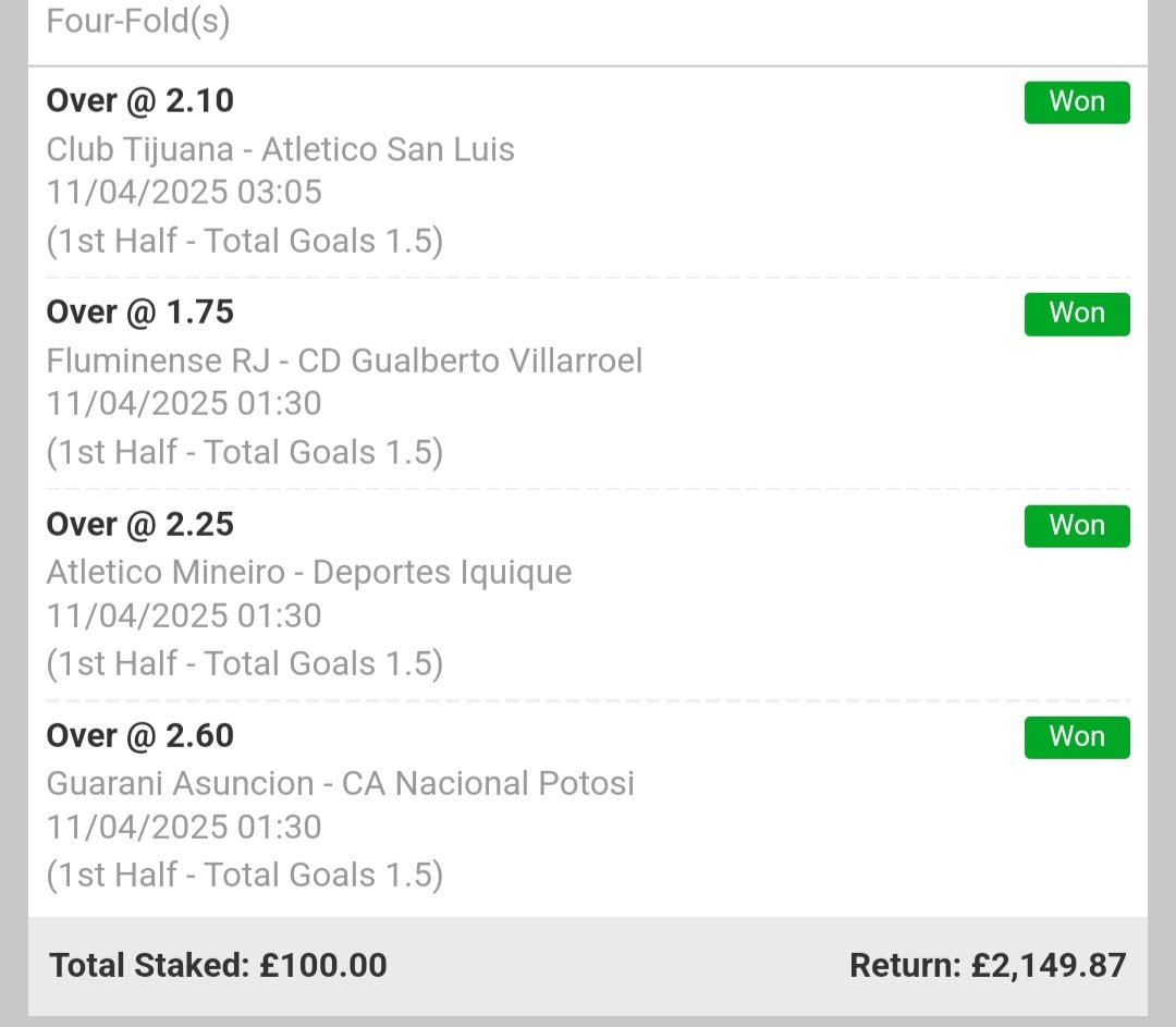 In the past month I've landed a 230/1, 163/1, 40/1 and several 20/1's.. Serious profit made 🔥🤯⚽️✅️ let's hope this run long continues🤞⏳️