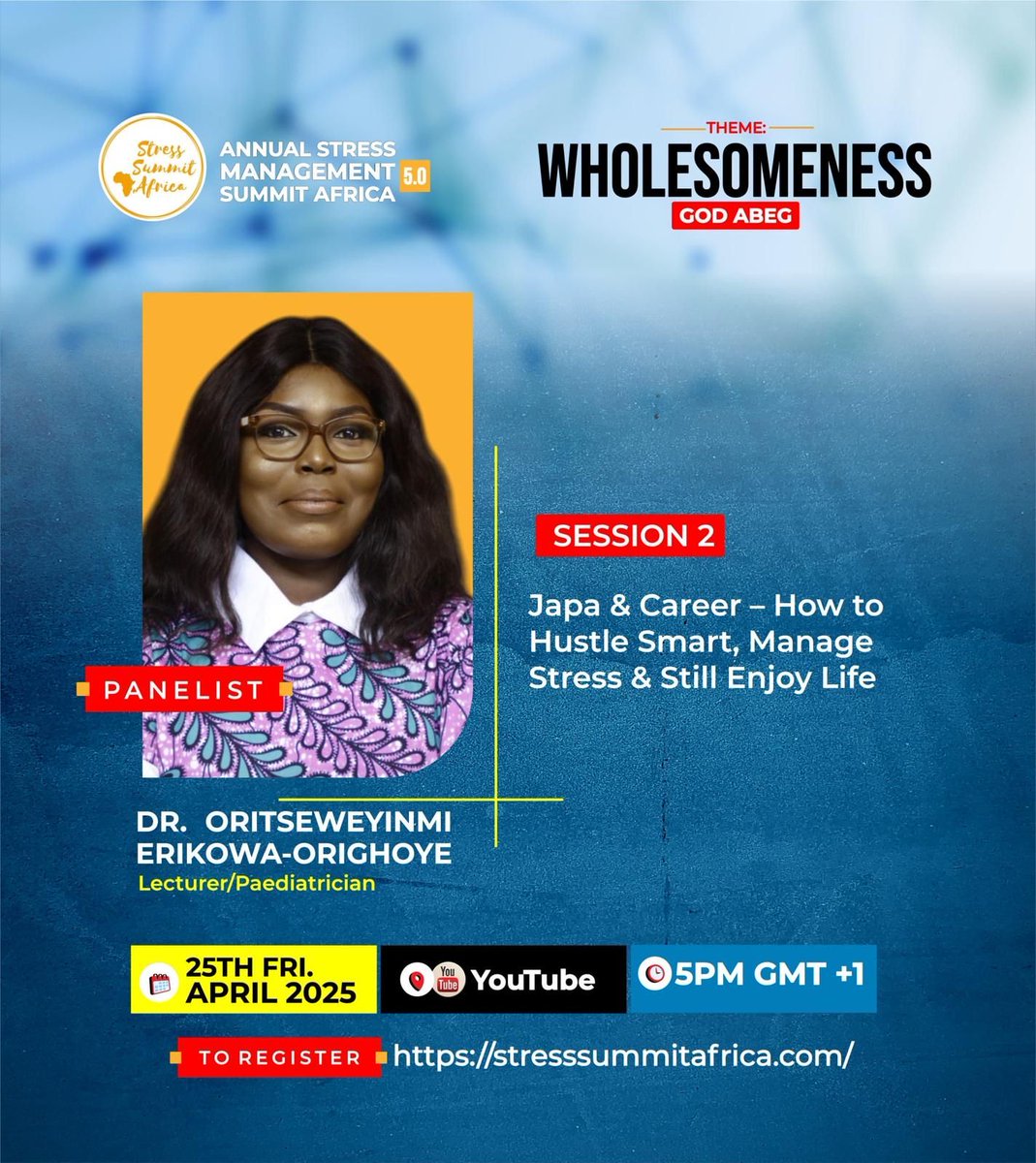 Meet the panelists and moderator for the 2nd Day of the Stress Management Summit Africa.
I’m looking forward to the two panel sessions. The discussions will be madddddd!!!

Don’t miss this for anything. 

Register now! bit.ly/StressSummitAf…

#SMSA2025 #stressmanagementsummit