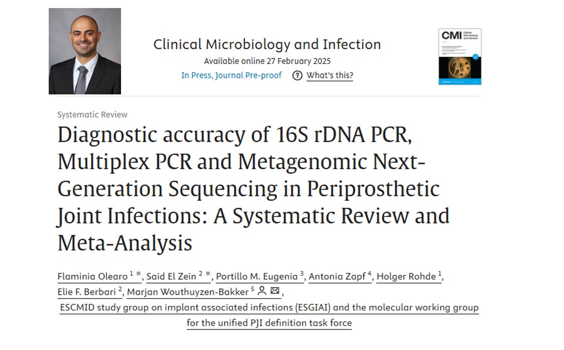 #ScholarlySunday features Dr. Said El Zein and the work of the ESCMID study task force for a unified definition of periprosthetic joint infections. Congratulations Said and to the entire task force members.