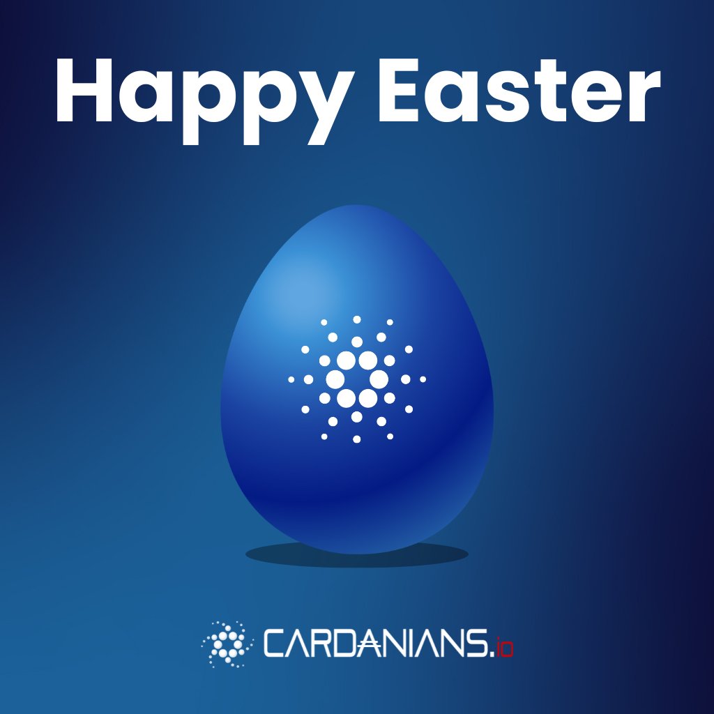Happy Easter to everyone from the Cardanians team! 💙

Thanks to everyone who's delegating and supporting us. 

We'll continue educating and pushing Cardano forward.