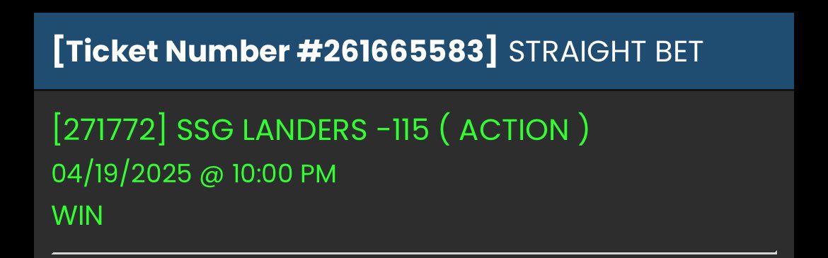 WagerHigh's tweet photo. Wake and cash ✅

KBO 

SSG Landers ML 4 unit -115 ✅ https://t.co/YjJUngpfYp
