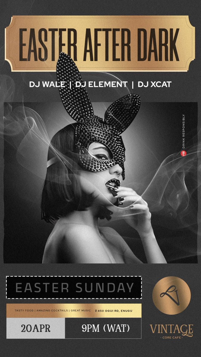 Easter After Dark is where the real celebration begins!
Join us tonight Vintage Core Café for a night of unforgettable vibes, tasty food, amazing cocktails, and wild energy on the dance floor.

DJs on deck: DJ Wale | DJ Element | DJ Xcat
Date: 20th April
Time: 9PM