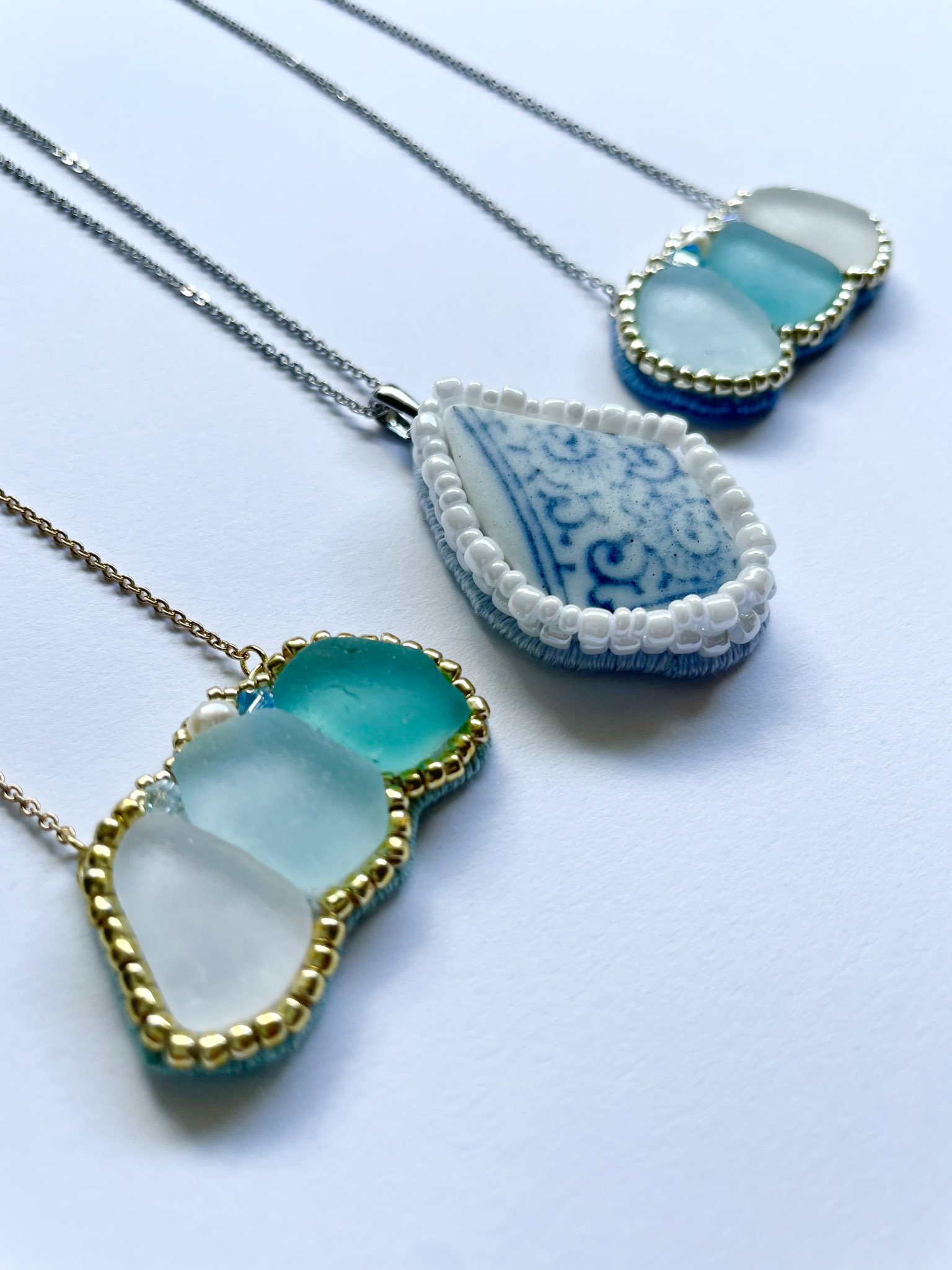 海のサチ🌊シーグラス×ビーズ刺繍アクセサリー (@umi_no_sachi4) / X