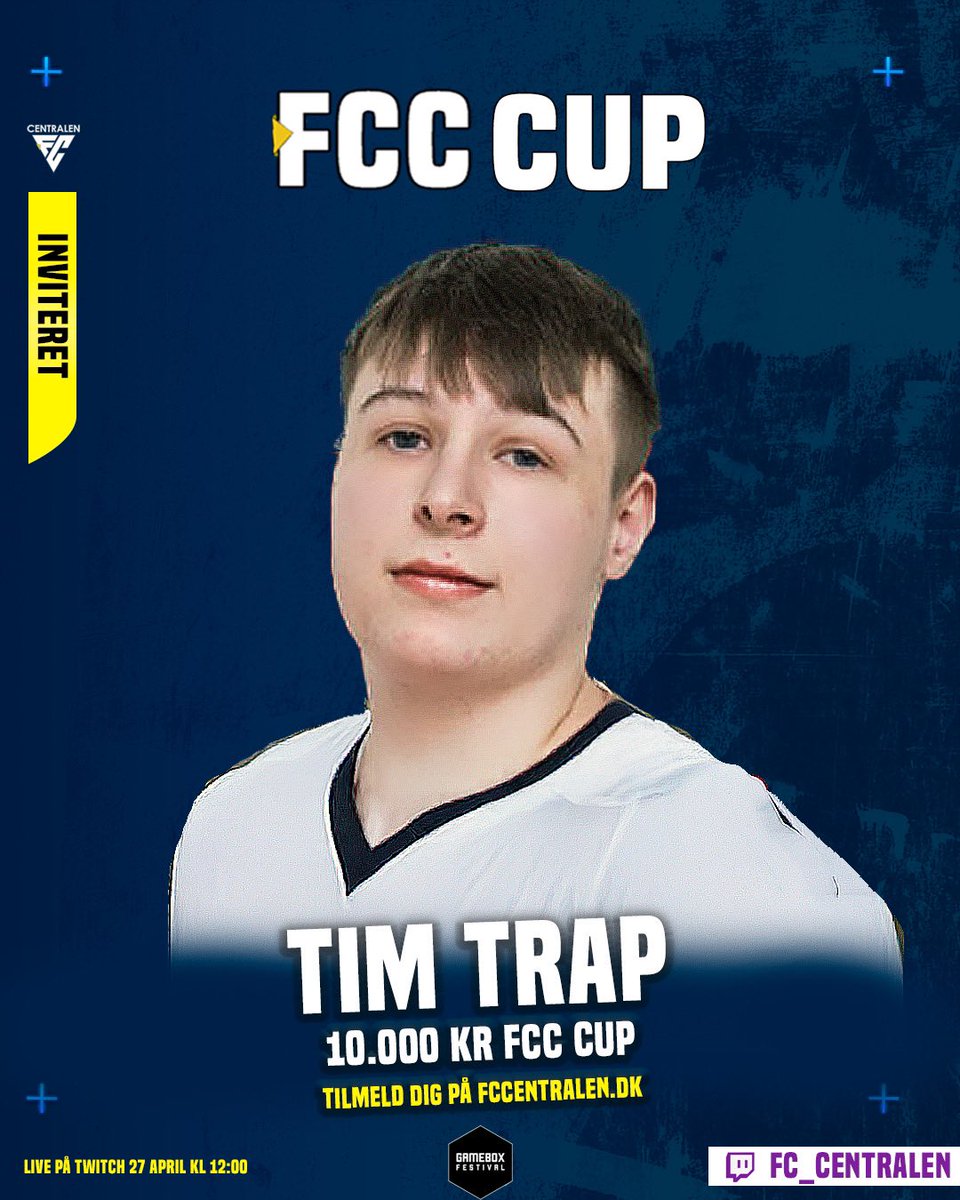 Inviteret til FCC CUP!! 🙌 Støt op på enten Twitch.tv/fc_centralen eller fysisk til Gamebox Festival!! Hvis i selv er til GameBox er der tuneringer fredag og lørdag, hvor I selv kan kvalificere jer!!
