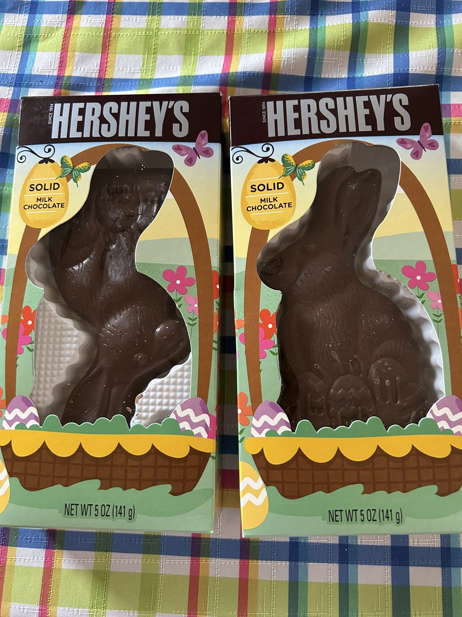 Maganann22's tweet photo. One of these things is not like the other @Hersheys Didn’t even notice when I bought it! My teen took it out of his basket and said “was the bunny drunk when he packed this 🤣” https://t.co/LMikgJ3eMe