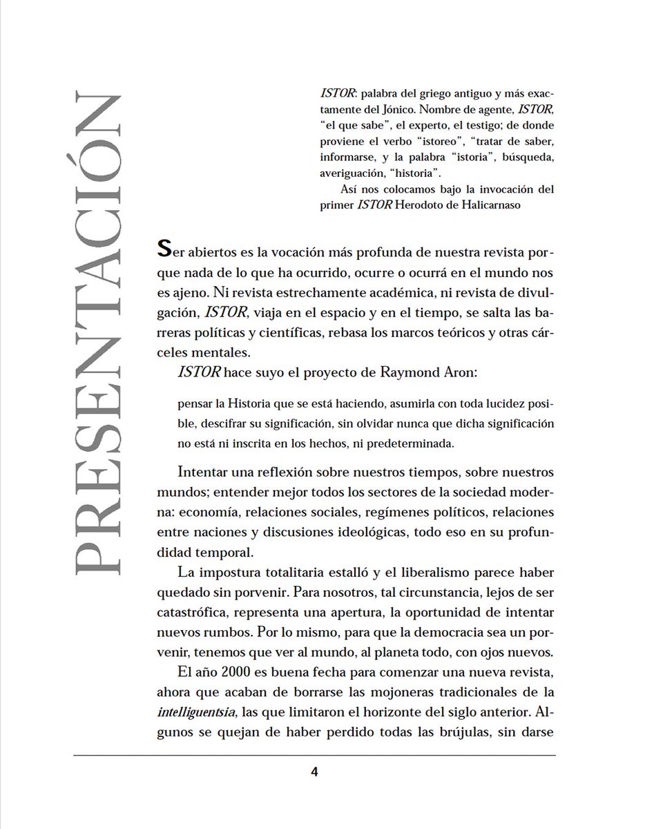 Pendola_RR's tweet photo. #Istor25Años
“Lucharemos contra el nacionalismo intelectual y contra el tribalismo profesional que lleva a una terrible miopía y a la pérdida de curiosidad”, dijo Jean Meyer en la presentación de 𝘐𝘴𝘵𝘰𝘳, que apareció hace 25 años, en el verano del año 2000. https://t.co/w5pKQ4EvFz