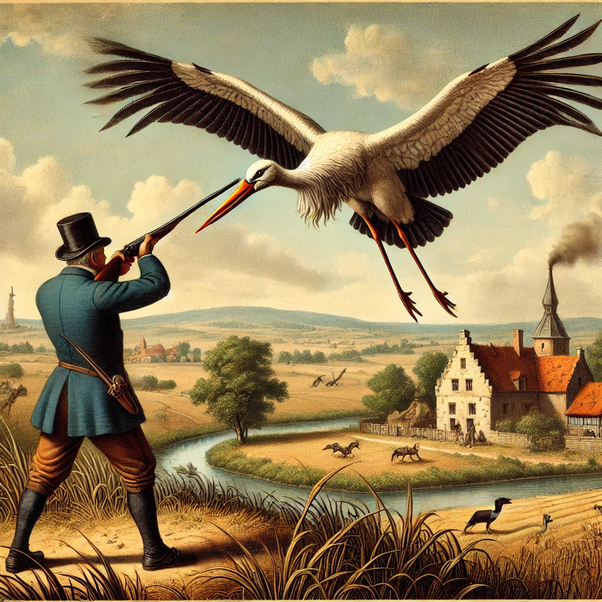 Syfer_O's tweet photo. On a warm summer day in 1822, a wealthy German man shot a stork out of the air. Sounds innocuous, right? Except it wasn’t just a regular stork, it was a stork with a spear through its body, a Pfeilstorch.

Why is this significant? https://t.co/Pxu4EaPRKI