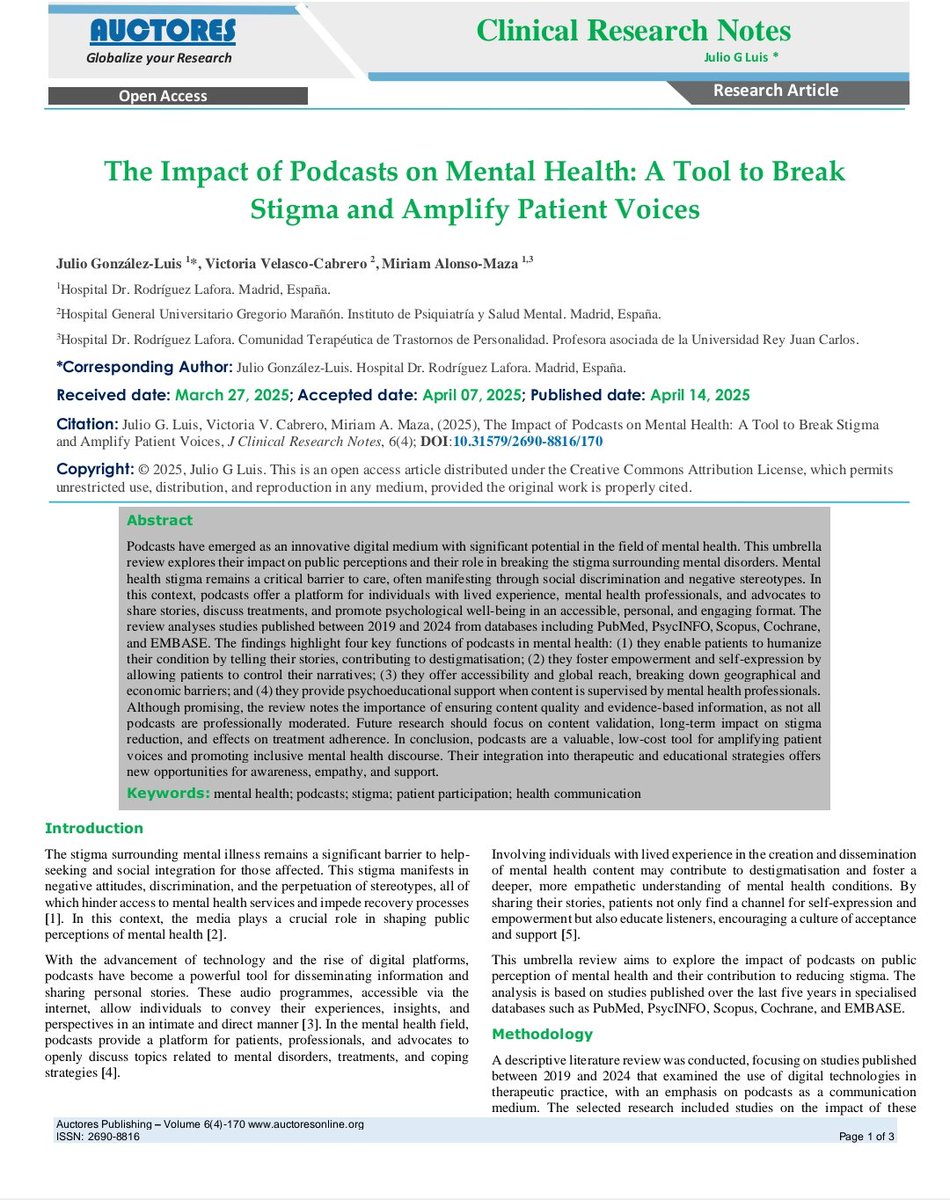 Nuevo artículo publicado! 
Siempre es un placer trabajar contigo <a href="/JGlezluis/">J.G.L.</a> 
auctoresonline.org/article/the-im… 
#mentalhealth
#saludmental
#nursing