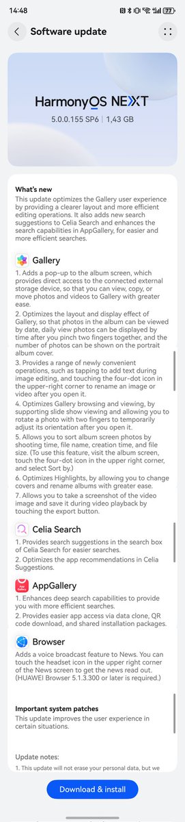 llelectronics's tweet image. #HarmonyOSNext 5.0.0.155 now landed for my #HuaweiMate60Pro