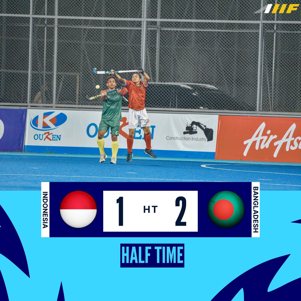 asia_hockey's tweet photo. Halftime Update: Bangladesh ๐ง๐ฉ 2 - 1 Indonesia ๐ฎ๐ฉ
An exciting first half sees Bangladesh take the lead in a competitive battle against Indonesia! ๐๐ฅ
#AHFCup2025 #BangladeshVsIndonesia #HalftimeScore #MensHockey #HockeyAsia https://t.co/KumOHOV71j