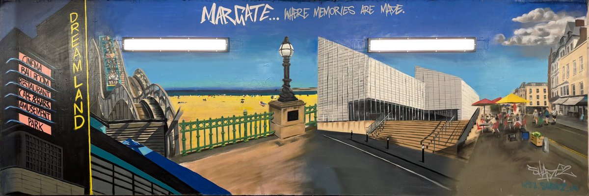 Shade2_UK's tweet image. My latest mural for @Se_Railway Margate Railway station, highlighting the attractions of Margate including Dreamland, the beach, the Turner Contemporary and the old town.
@DreamlandMarg  @TCMargate @OldTownMargate @LoveMargate 
@bbcsoutheast