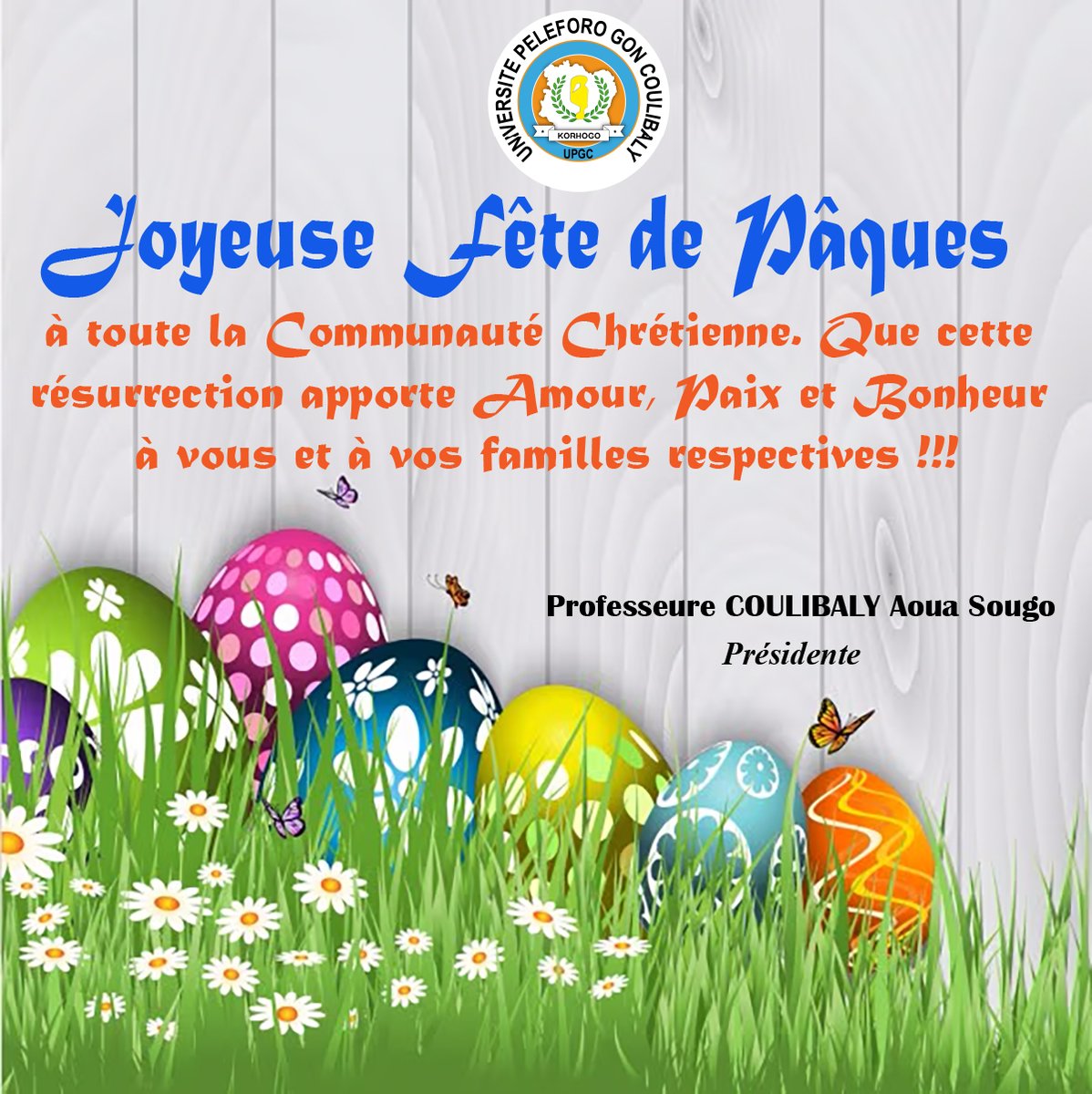 MESSAGE DE MADAME LA PRÉSIDENTE DE L'UPGC À L'OCCASION DE LA CÉLÉBRATION DE LA FÊTE DE PÂQUES