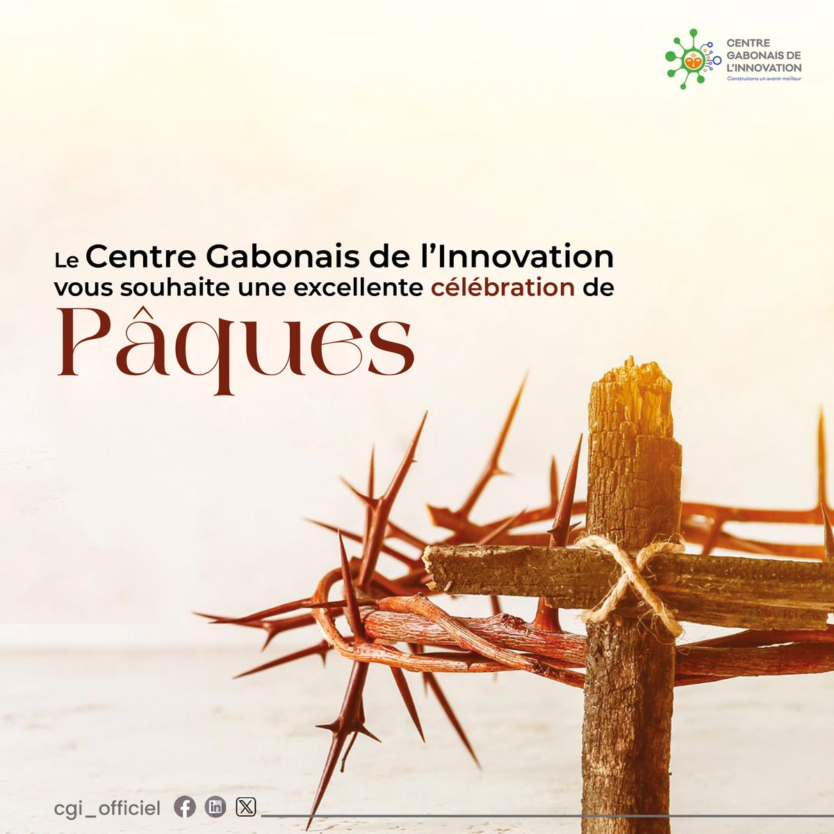 cgi_officiel's tweet photo. Le Centre Gabonais de l’Innovation vous souhaite une excellente célébration de Pâques.
Que cette fête de la résurrection soit synonyme d’espoir, de renouveau et de paix pour vous et vos proches.
#CGI #Pâques #Innovation #espoir https://t.co/VVsc51krTF