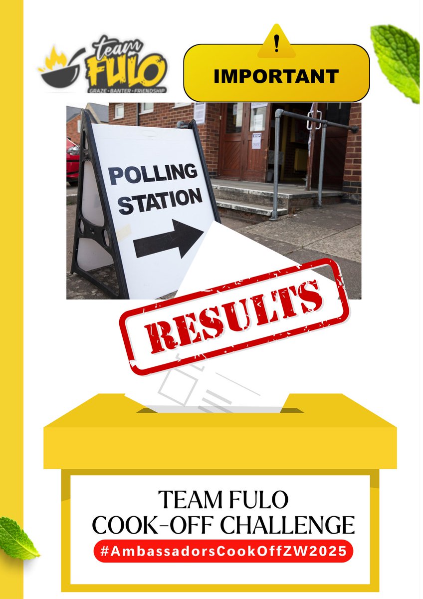 TeamFuloZim/Global (@teamfulozim) on Twitter photo TEAM FULO — THE RESULTS ARE IN!
The votes have been counted and verified… and we’re almost ready to reveal the WINNER of #AmbassadorsCookoffZW 2025!
Set your clocks! Just after 3PM (Zimbabwe time) 
the long-awaited announcement will drop!
But that’s not all…
We’re also TEAM FULO — THE RESULTS ARE IN!
The votes have been counted and verified… and we’re almost ready to reveal the WINNER of #AmbassadorsCookoffZW 2025!
Set your clocks! Just after 3PM (Zimbabwe time) 
the long-awaited announcement will drop!
But that’s not all…
We’re also