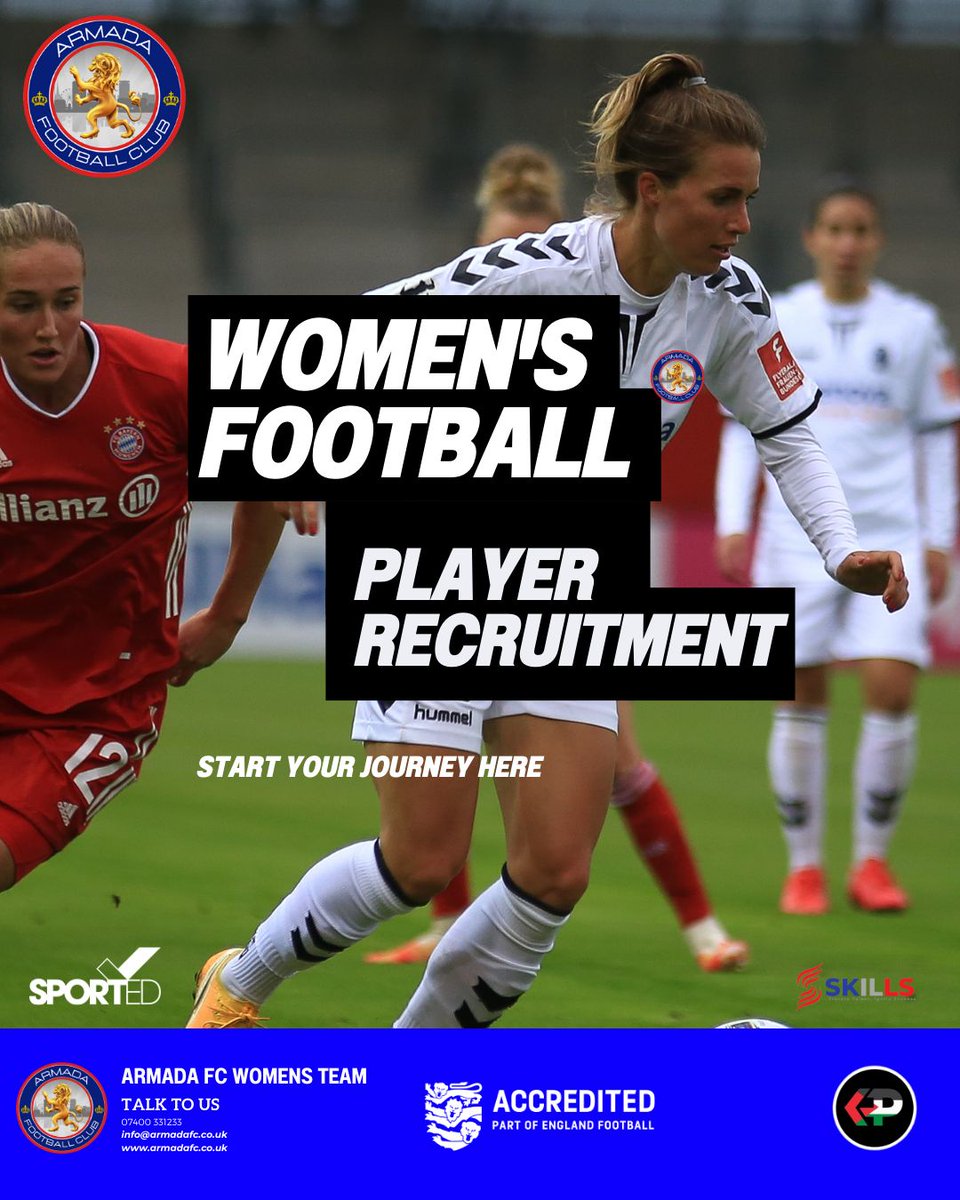 Love football? 
Join Armada FC Ladies in Birmingham! 
We welcome all players 16+ for a fun, competitive environment. 
Enjoy free taster sessions, qualified coaching, and a friendly atmosphere. DM us or register now!
buff.ly/QJfqHnp 
#JoinArmada #WomenInFootball