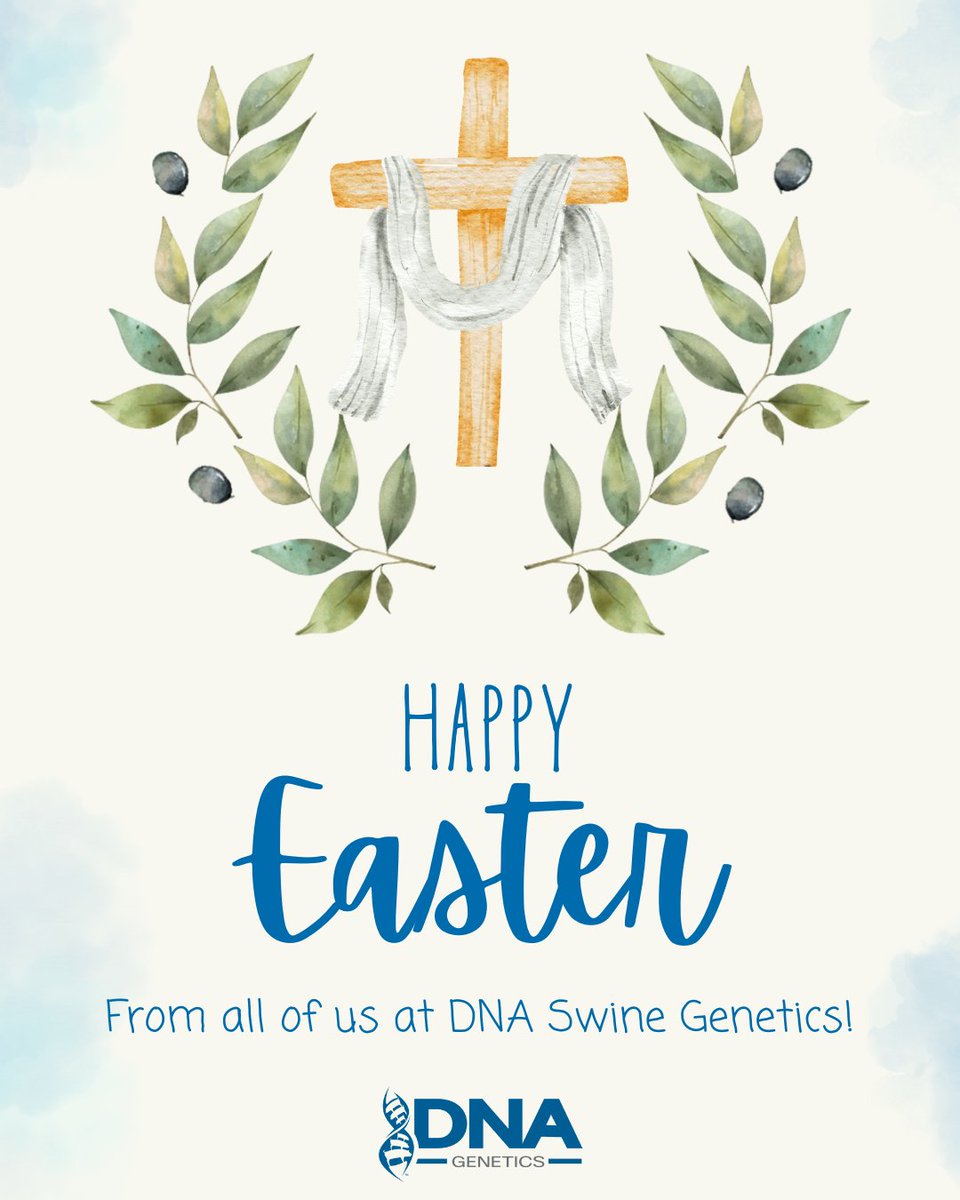 DNAGenetics_NA's tweet photo. Wishing you all a joyful and blessed Easter! May this season of renewal bring peace, happiness, and prosperity to you and your loved ones. From all of us at DNA Swine Genetics—Happy Easter! 💙
#HappyEaster #DNAgenetics #EasterBlessings https://t.co/o5YmfVYQK7