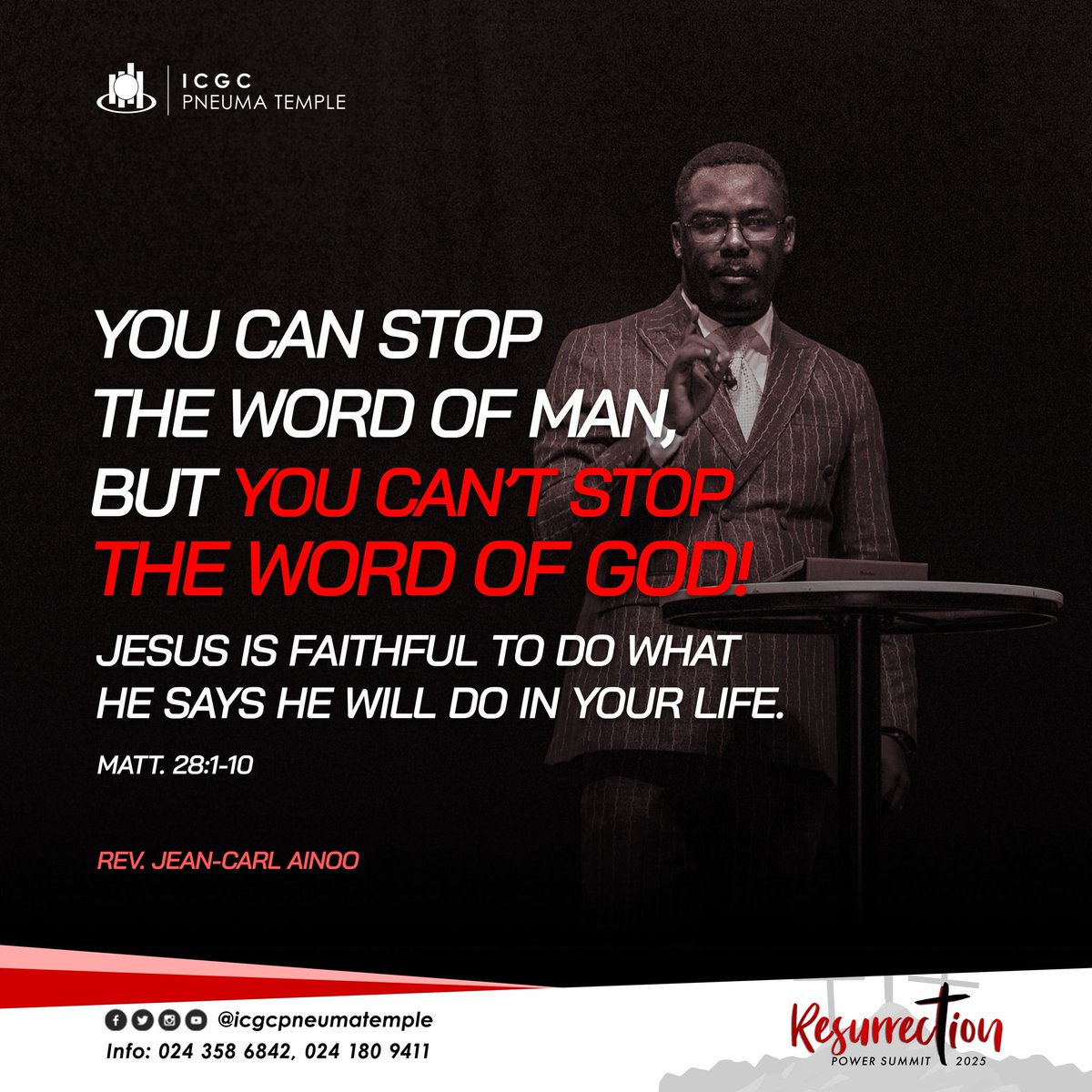 pneumatemple's tweet photo. Resurrection Power Summit
🎤 Rev. Jean-Carl Ainoo
#ResurrectionPowerSummit2025 #ICGCPneumaTemple
#PowerOfTheCross https://t.co/xeWZEqWW3l