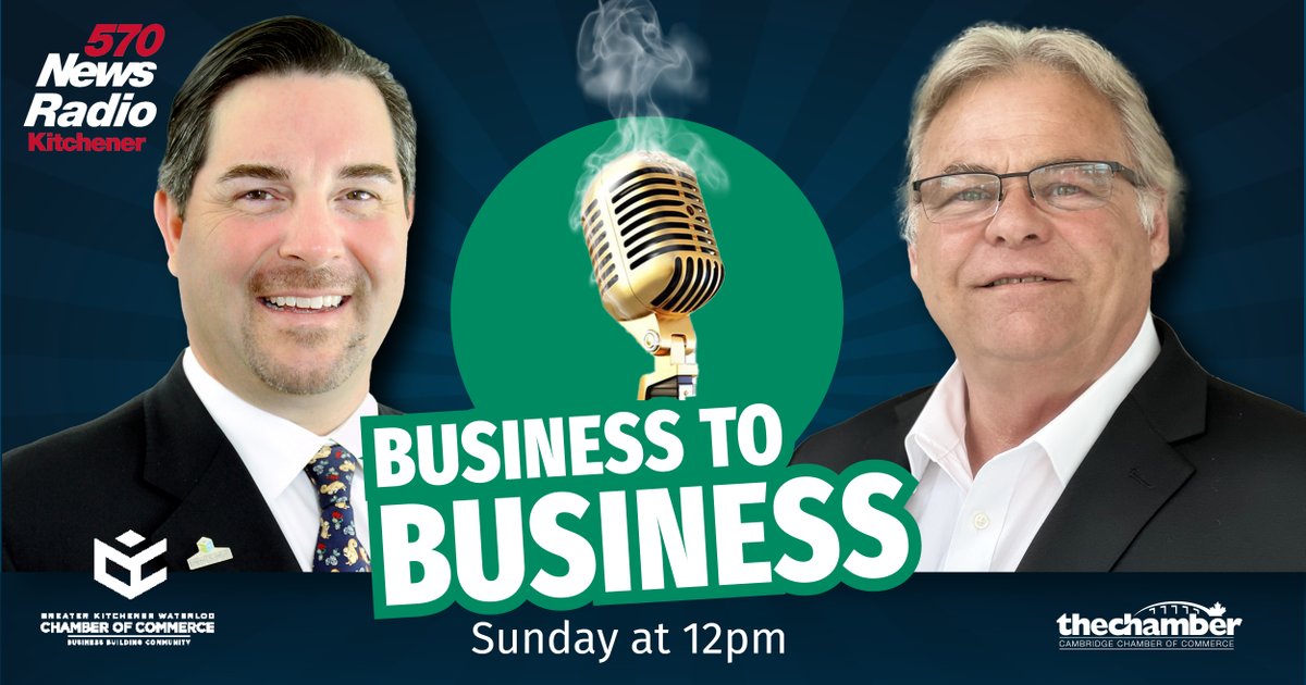 My_Chamber's tweet photo. Today on B2B, the latest developments with tariffs &amp; trade and politics as @GregDurocher &amp; @IanMcLeanKW welcome @la_presse’s Joel Denis-Bellavance &amp; @BDO_Canada’s @TimSothern &amp; Charmaine Goddeeris. The show wraps with good advice from a @CowanInsurance rep. Tune to #570NewsRadio https://t.co/3Uje5Pj5tk