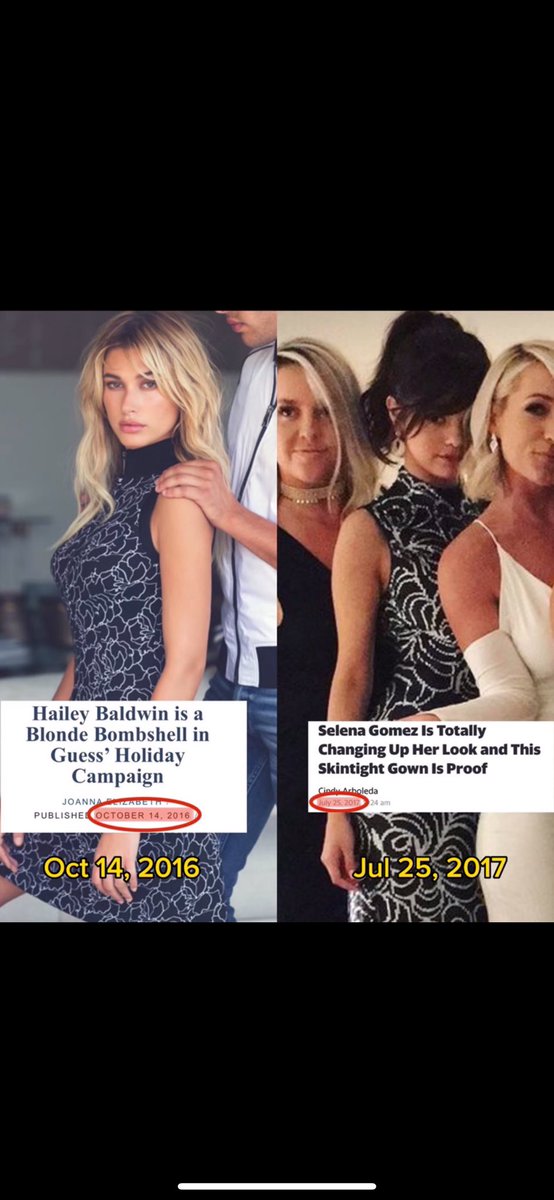 bizzletimezz's tweet photo. 🧵A thread of Selena Gomez copying Hailey Bieber 
With real factual date https://t.co/U3uhmkGS3e
