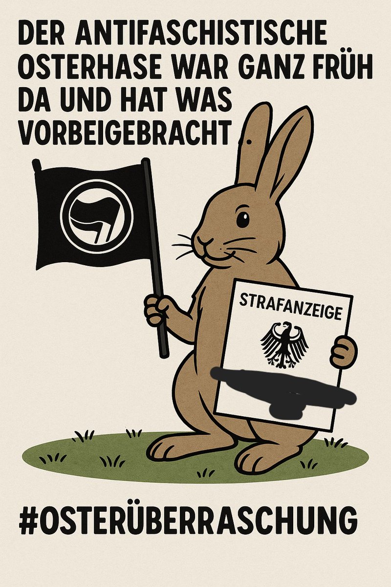 KoelnAnonymous's tweet photo. Der #antifaschistische Osterhase war dieses Jahr besonders fleißig–er hat noch ein Körbchen dagelassen:Noch ein Aktenzeichen.Für Hitler-Geburtstagsgrüße auf Instagram.
Frohe Feiertage,#JustinO – das Nest findest du bei der Staatsanwaltschaft.
#AntifaHase #OsternohneNazis https://t.co/Wd0QymuOiS