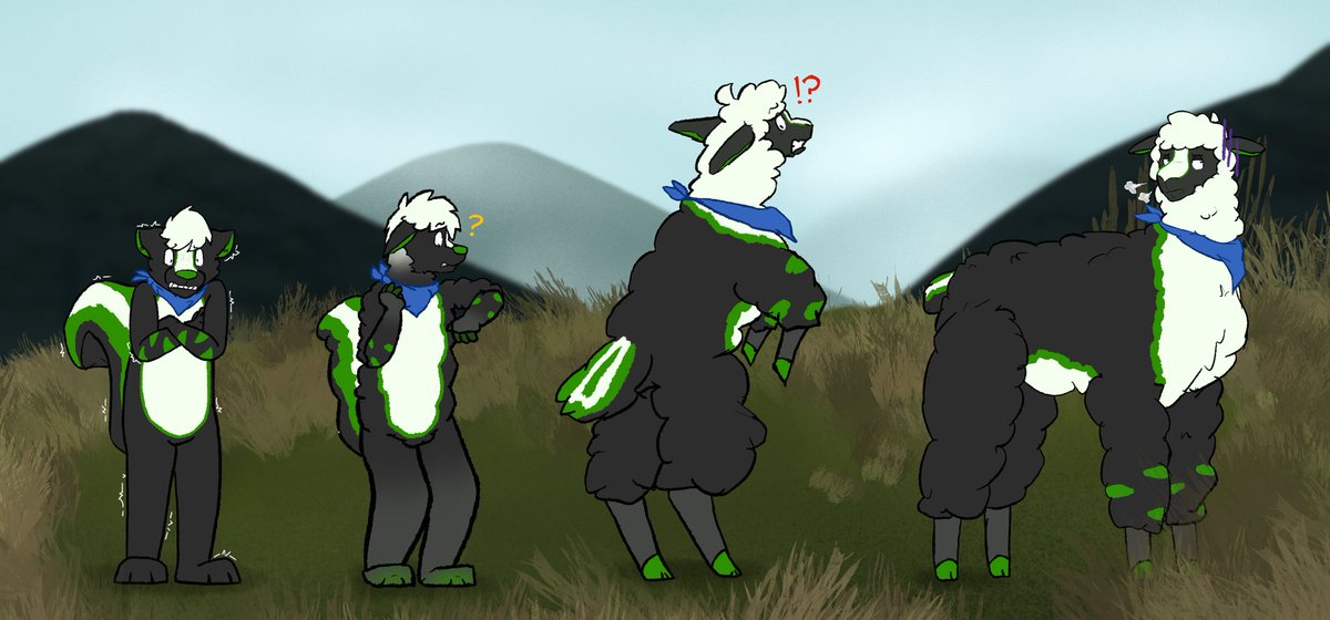 Art trade for <a href="/SparkTheSkunk/">Spark</a>!! Thanks :3
(Alpacas TF)

Make sure to bring a coat if you're going up a mountain! If you aren't prepared, you might find yourself in a different kind of coat~ 🦙
#TFEveryday #transfur