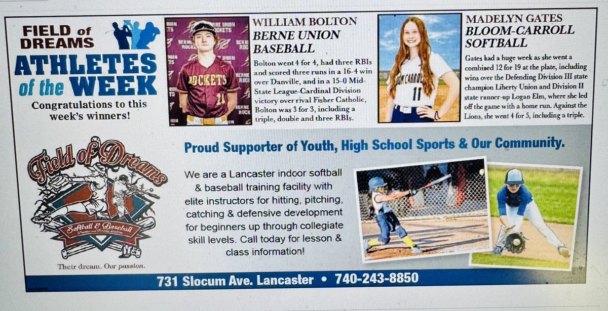 Thomas Wilson (@twil2323) on Twitter photo The Field of Dreams Eagle-Gazette Athletes of the Week: Berne Unionās William Bolton and Bloom-Carrollās Madelyn Gates. ā¦<a href="/BerneUnionATH/">Berne Union Athletics</a>ā© ā¦<a href="/BCBulldogSB/">BC Bulldog Softball</a>ā© The Field of Dreams Eagle-Gazette Athletes of the Week: Berne Unionās William Bolton and Bloom-Carrollās Madelyn Gates. ā¦<a href="/BerneUnionATH/">Berne Union Athletics</a>ā© ā¦<a href="/BCBulldogSB/">BC Bulldog Softball</a>ā©