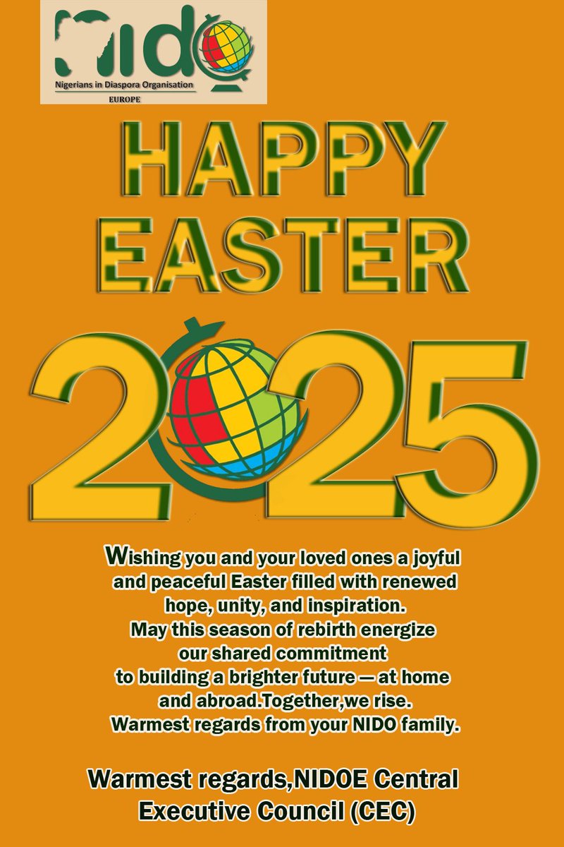 Nigerians in Diaspora Org. Europe (NIDOE) (@nidoeurope1) on Twitter photo #NIDCOM #NIDOE #EasterGreetings #NIDOEasterMessage #TogetherWeRise #NigeriaDiaspora #HopeForNigeria #UnityAndProgress #EasterNaija #NIDOEurope
<a href="/abikedabiri/">abikedabiri</a>
<a href="/PBATMediaCentre/">President Bola Ahmed Tinubu Media Centre</a> #NIDCOM #NIDOE #EasterGreetings #NIDOEasterMessage #TogetherWeRise #NigeriaDiaspora #HopeForNigeria #UnityAndProgress #EasterNaija #NIDOEurope
<a href="/abikedabiri/">abikedabiri</a>
<a href="/PBATMediaCentre/">President Bola Ahmed Tinubu Media Centre</a>