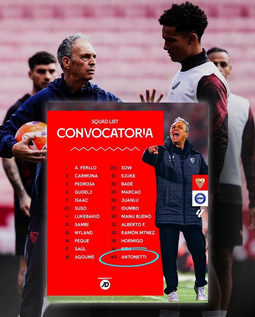 🚨 ¡Antonetti regresa a LaLiga! 🤩🇵🇷🇪🇸🔥 

El Sevilla FC ha convocado al delantero de Puerto Rico para su próximo partido de LaLiga contra Deportivo Alavés. Esperamos que con el nuevo entrenador, Caparrós, reciba más minutos que con García Pimienta. 🤞⏱️

¡Mucho éxito, Leandro!