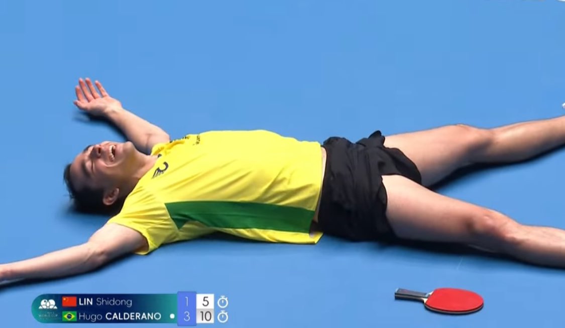É CAMPEÃO DO MUNDO CARALHO!!!!!!!!!!!!! 🇧🇷🇧🇷🇧🇷🏓🏓🏓

HUGO CALDERANO VENCE O Nº 1 DO MUNDO LIN SHIDONG E É CAMPEÃO DA COPA DO MUNDO DE TÊNIS DE MESA

TÍTULO INÉDITO PRO BRASIL!!!!!!!!!!!

VOCÊ É FODA, HUGO CALDERANO!!!!!!!!